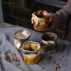 Oregelbunden Twisted Shape Cup Kiln Change Ceramic Coffee Tea Cup med handtag Polychromatic Creative Pottery Mugs Coffee Cups Retro 240124