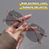 Güneş Gözlüğü Pokromik Ultralight Roze Modaya Mavi Anti Mavi Hafif Gözlük Kadınlar Moda Clear Optik Gözlük Göz Koruma Goggles