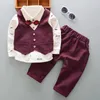 Spring Autumn Toddler Baby Boys Gentleman Wedding Suit Cotton ShirtVestsTrousers 3Pcs Formal Kids Clothes Set 1 2 3 4 5 Years 240202