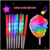 Otros suministros para fiestas de eventos 100 unids Luces Decoraciones navideñas LED Light Up Cotton Candy Cones Colorf Glowing Marshmallow Sticks Imper Otbfc