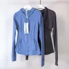 Lu Align Coat Hoody Definiera huva jacka t-shirt kvinnor fitness långärmad skörd topp dragkedja gym rock träning jogger skjortor sport citron ll jogger lu-08 2024