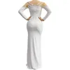 ステージウェアフルホワイトパールラインストーンドレス女性パーティーイブニングドレスバースデーコスチュームショーフェスティバル衣装XS6913