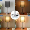Night Lights Other Home Garden 1PCS Dimmable Touch Table Lamp with USB C Port and AC Outlet for Bedside Living Room Guest Room YQ240207