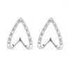 Boucles d'oreilles plaqué argent, breloque triangulaire ajourée en Zircon pour dames, bijoux de fête à la mode pour filles