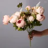 Decorative Flowers QSM 1 Pack 13 Head Artificial Peony Bouquet Retro-style Bud Core For Wedding Home Table Decoration Peonies Floral