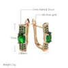 Dangle Küpeler Gulkina Lüks Vintage Kadınlar 585 Gül Altın Renk Kakma Yeşil Doğal Zirkon Ulusal Gelin Düğün Nefes Mücevherat