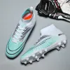 Kvinnor Mens High Cut Football Boots Youth Boys Girls Ag TF Soccer Shoes Barnens bekväma svarta vita blå barn Training Shoes Big Size 31-48