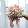 装飾的な花ロマンチックな花束花嫁ブライダルブーケブライドメイド人工屋外の結婚式屋内/屋外のPOシュート