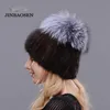 Jinbaosen estilo inverno feminino chapéu de pele de vison mais pele de raposa costura forro de malha chapéu de esqui 240122