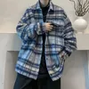 Gmiixder Elegant Plaid Woolen Jacket Mens Spring Autumn Korean Cityboy Original Design Vintage Coat Loose Couple Striped 240125