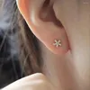 Studörhängen Boako 925 Sterling Silver For Women Sweet Moon Star Geometry Butterfly Flower Zircon Earring Boucles Oreilles Luxe