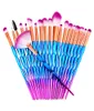 احترافية 20pcs مروحة الماس بودرة الأساس الأساس الفرشاة Blush Blending Eyeshadow Lip Cosmetic Eye Make Up Brushes Kit Tool5851509