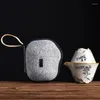 Tasses Service à thé de voyage de style japonais ensembles de thé portables en céramique de fleur de lierre avec des étuis de transport théière maison en plein air tasse rapide Teawares