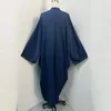 Etniska kläder F361Linen Open Abaya för kvinnliga broderier Kimono Abayas Muslim Dubai Turkiet Luxury Kaftan Hijab Dress Saudi Islamic