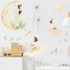 Wall Stickers Cartoon Watercolor Girl Dancing Decals For Kids Room Nursery Home Bedroom Living Decoration Mural Art