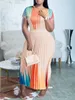 LW Plus Size Dresses randig veckad klänning Summer Dress Dress Fashion Sexig enkel överdimensionerad a-line lång kjol Robe 240126