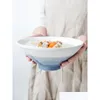 Tigelas de cerâmica Ramen Macarrão Tigela Azul Gradiente Sopa Salada de Frutas Cozinha Doméstica Louça Entrega Home Garden Dining Bar Ot9NC