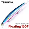 Tsurinoya 163mm 31G Yüzen Minnow Stinger 160F Tuzlu Su Balıkçılık Yem Ultra uzunluğunda Döküm Sert Yemler 500g Büyük Yemler 240119