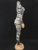 Stage Wear Bar Nightclub Performance Leotard Animal Pattern Printed Crystal Skinny Jumpsuit Holiday Party Cosplay Costume Sexy Romper