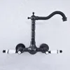 Torneiras de pia do banheiro Torneira giratória 360 Torneira de banheira Torneira Wall Mount Óleo Esfregado Preto Bronze Bacia Mixer Tap Nsf702