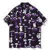 Chemises décontractées pour hommes Purple Mushroon Full Print Hawaii Hommes Summer Short Sleeve Male Top