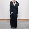 Etniska kläder F361Linen Open Abaya för kvinnliga broderier Kimono Abayas Muslim Dubai Turkiet Luxury Kaftan Hijab Dress Saudi Islamic