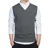 Casual Spring Autumn Sweater Men Vest V-Neck 100%cotton Embroidery harmont pullovers slim fit blaine sweaters 240122