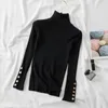 Kvinnors blusar Sexig Hallow Out Halter Knittad Top For Women 2024 Autumn Solid Base Long Sleeve Bottoming tröja Skjorta