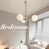 Lampadari Lampadario moderno a soffitto a LED per camera da letto Sala da pranzo Lampada a sospensione a sfera in vetro bianco latte lucido Lampada a sospensione per decorazioni per la casa