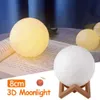 Nocne światła LED Nocne światło 3D Lampa księżyca Kolor Kolor Zmiana 3D Light Touch Moon Lampa dziecięca światła Lampa nocna do domu YQ240207