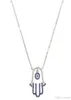 2019 Lucky turc mauvais œil hamsa main collier chaîne délicate pavé bleu cz pendentif colliers 100 925 bijoux en argent sterling286d8765429