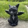 Bahçe Cadı Kedi Heykel Gotik Kitten Dekorasyon Cadılar Bayramı Sihirli Kedi Heykel Reçine Zanaat Süsleme Evi Açık Mekan Avlu Dekor 240131