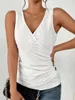 Blouses Femmes Mode Femmes Slim Gilet Été Sans Manches Couleur Unie Croix Col En V Bouton Chemises Femme Casual Pull Dames Débardeurs