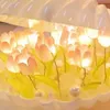 Night Lights Shell Tulip DIY Night Light Battery Powered Night Lamp Desktop Ornaments Light for Living Room Office Decor YQ240207