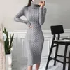 Casual Dresses Women's Knitted Dress Turtleneck Long Sleeve Slim And Mid-length Over-the-knee In Autumn Winter Sweater