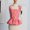 Dog Apparel Pet Cat Cute Princess Dress Clothing Summer Clothes Puppy Sweet Plaid Fits Small For All Seasons Costumes