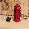 Nyckelringar 3x vintage telefonbås brittisk miniatyr London bilnyckelring Diecast Keychain gåva för kvinnliga flickor