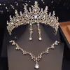 Utsökta brudsmycken set med Tiara Crown Necklace Earring Set Women Girls Wedding Dress Tiaras Bride 240202