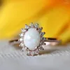 Eheringe Eiförmiger Opal CZ für Frauen Roségold Farbe Großer Verlobungsring Modeschmuck Geschenk KCR237-M