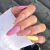 False Nails 24pcs/box Ballerina Flase Nail Tips Colorful Ribbon Design Art Almond Style Fake Press On Removable With Glue