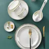 Conjuntos de louça placas cerâmica talheres ao ar livre crianças bowlportátil utensílio jantar sopa colher parelho de jantarserving pratos