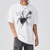 Men T-Shirt Streetwear Hip Hop Oversized Y2k Washed Black Spider Graphic Harajuku Gothic Vintage Cotton Tops Tees Loose Clothes 240126