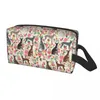 Kosmetiska väskor resor Sätt blomma kärlek toalettartikar påse greyhund Whippet Dog Makeup Organizer Beauty Storage Dopp Kit Box