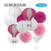 Crianças menino comunhão festa favor azul branco conjunto balão de ar forma lanterna diy pompom para casamento batismo 1º aniversário decoração 240127