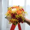 Dekorativa blommor Romantiska bukett brud brudbuketter brudtärna konstgjorda utomhusbröllop inomhus/utomhus PO -skott