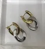 Petit anneau en or bicolore en forme de B, boucles d'oreilles à la mode pour femme, aiguille en argent 925, 3044230