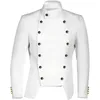 ブラックホワイト韓国のファッションダブルブレストスチームパンクスーツジャケットメンズ中世のゴシックビンテージブレザー240201