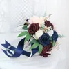 Bröllopsblommor konstgjorda brudbukett romantisk elegant sidenblomma för jubileumsfest
