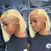 Perruque Bob lisse blonde sans colle #613, coupe 134 HD, Lace Frontal transparente, perruque courte, cheveux humains, vêtements indiens, 240127