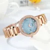 Womens luxury simple large dial steel band fashion diamond-inlaid waterproof quartz watch gift A2